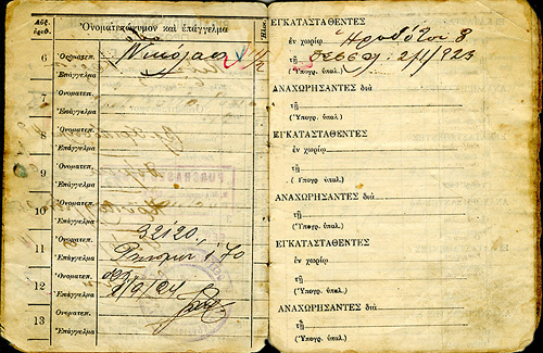 Οικογενειακό Βιβλιάριο Πρόσφυγος του Βλαδίμηρου Χριστόπουλου από την Κίο, Θεσσαλονίκη 2-1-1923